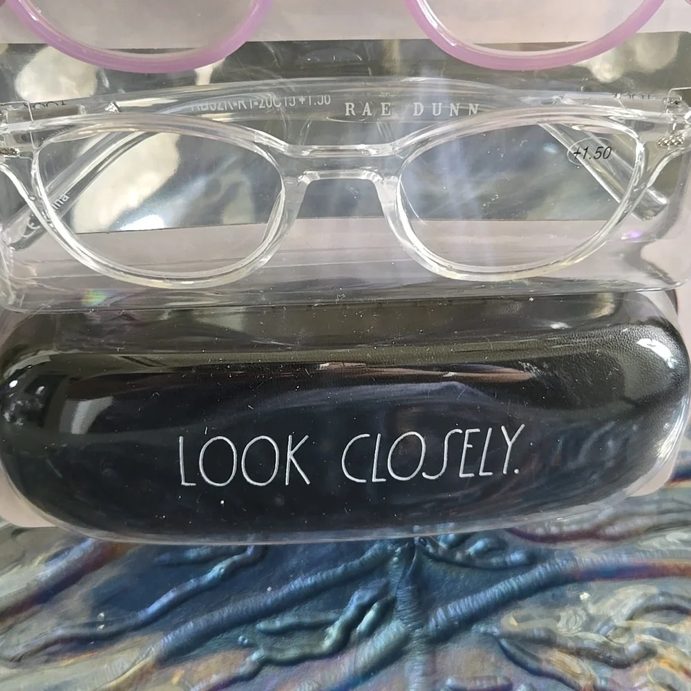 Rae Dunn 3 PAIR Set Premium Reading Glasses & Case LOOK CLOSELY +1.50 +2.00 NWT - Picture 3 of 7